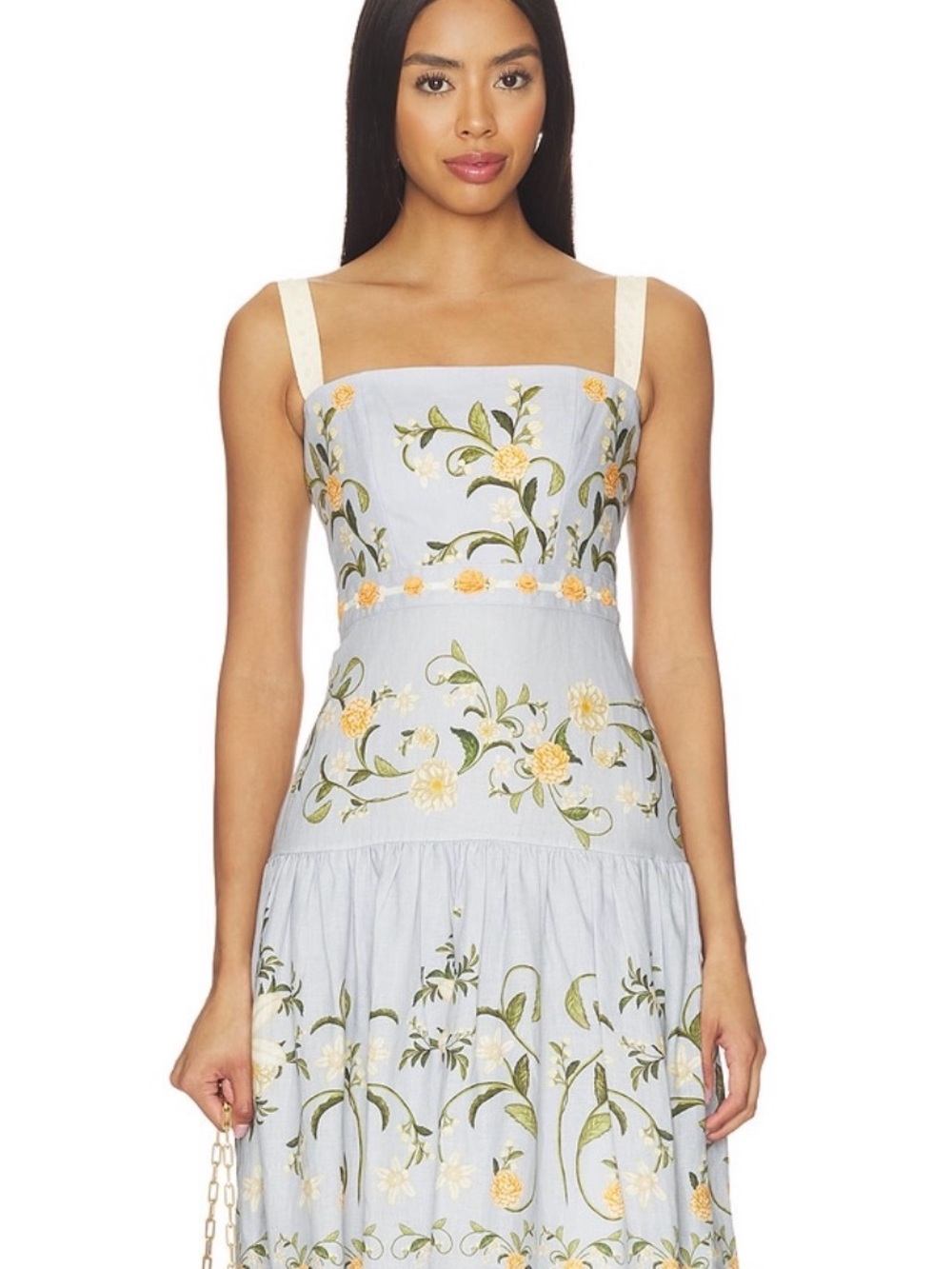 Light Blue Floral Embroidered Maxi Dress - Picture 14 of 16